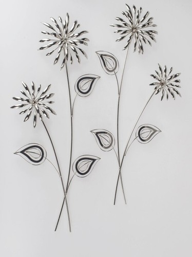 Wanddeko blume silber stück - wanddeko,