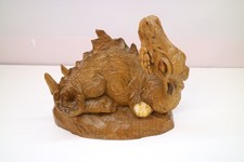 Handgeschnitzter Drache aus Holz – 25 cm – signiert MTR – Holzkunst Unikat defek
