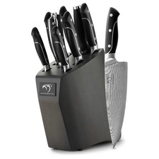 NANFANG BROTHERS Damaststahl Messerset mit Holz Block Japanisches Messer Set