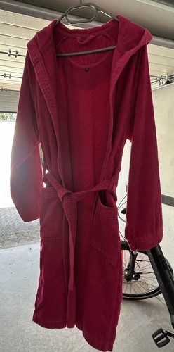 Damen bademantel frottee rot - bademantel,
