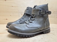 WALKX DAMEN STIEFEL BIKER BOOTS SCHNÜRSTIEFEL RIEMCHEN GEFÜTTERT GR:39 UK:6 GRAU