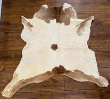 Braun Weiß Creme 100% Echtes Authentisches Kuhfell Fell Teppich Medium