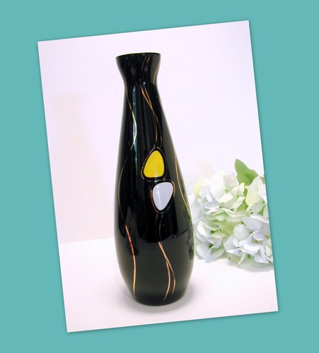 Vase schwarzglas hyalithglas - vase,