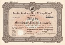  Aktie Deutsche Linoleum - Werke AG DLW  Berlin 1933 über 100 Reichsmark 