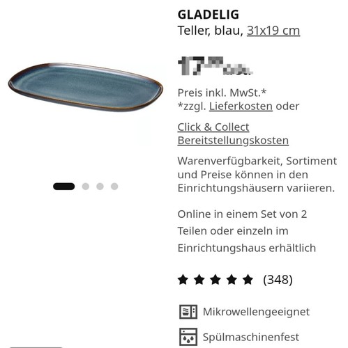 Teller ikea gladelig - gladelig, blau