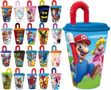 Lizenz Kinder Trinkbecher Becher mit Strohhalm u. Deckel 430ml Mehrweg Disney