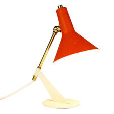 50er Tischlampe Schrumpflack & Messing Leseleuchte Vintage 60er Jahre Tablelamp