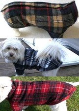 Hunde Fleece Pullover am Rücken verschließbar  Pulli kariert Hundebekleidung