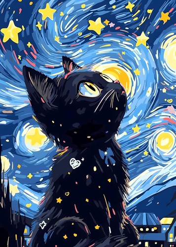 Sternennacht katze puzzle 1000 - sternennacht,