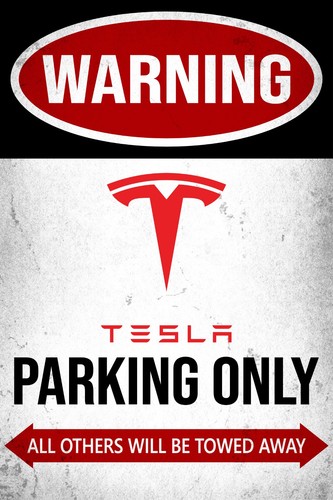 Tesla parking only blechschild - tesla,