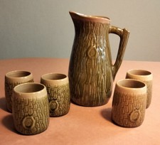 Saftkrug mit 4 Bechern Vintage Keramik