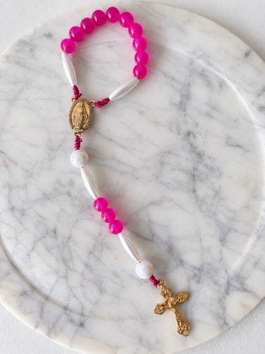 Rosenkranz mit pink glas - mit,