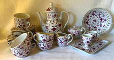 Kaffeeservice China Purpur; August Warnecke; Hamburg; handgemalt; alte Signatur