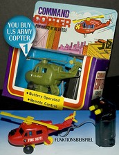 COMMAND COPTER U.S.ARMY ELEKTRO HUBSCHRAUBER HELICOPTER OVP ACTION FIGURES 70er