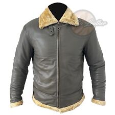 HERREN RAF B3 ECHT LEDER JACKE BOMBER FLIEGER LAMMFELL FELL JACKE