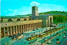 1524-Ansichtskarte Stuttgart Hauptbahnhof Bundesbahn Straßenbahn Verkehrsknoten