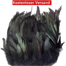200cm Echte Hahnenfedern Stoffstreifen in Schwarz - Ideal für Karneval & Basteln