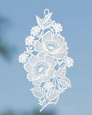 PLAUENER SPITZE Fensterbild  Mohnblumen in weiß 15x30 cm