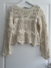 Zara Pullover Lochstrickpullover S beige