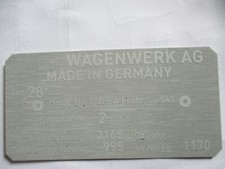 Typenschild Schild für VW Typ