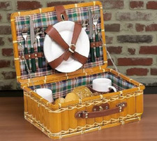 Picknickkoffer aus bambus - picknickkoffer,