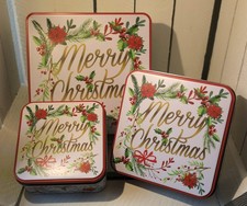 Plätzchendosen / Keksdose 3er Set aus Metall, Weihnachten: Merry Christmas