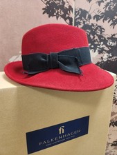 Handgenähter Trilby HUT Damen von FALKENHAGEN  54 dunkel KIRSCHROT TOP Zustand