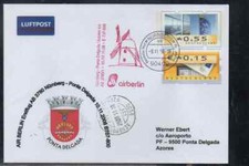 AIR BERLIN FFC ERSTFLUG NUREMBERG - PONTA DELGADA PORTUGAL ATM STATIONERY