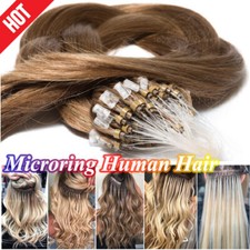 200 Strähnen Microring Loop Remy Echthaar Extensions Haarverlängerung 40CM-60CM