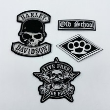 4x Old School Biker Aufnäher Patch Bügelbild Motorrad Harley Kutte set