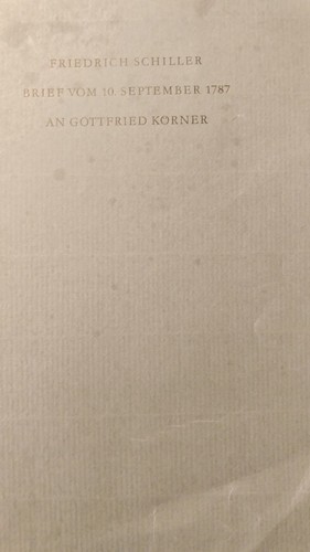 Friedrich schiller brief - friedrich,