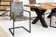 Freischwinger Stoff Bezug Grau