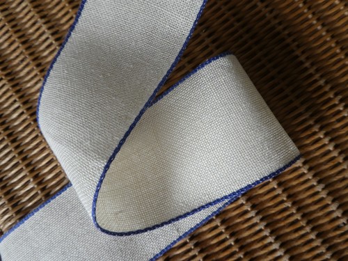 Stickband leinen natur - -,