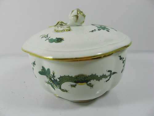 Meissen dose oval - dose, grüner