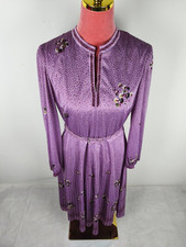 Kleid Vintage Gr. 42 (S/36) lila flieder Pastell retro dress Blusenkleid classic