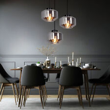 Hängeleuchte Pendellampe Schlafzimmerlampe Rauchglas Flurlampe schwarz H 120 cm