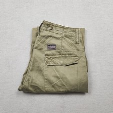 Vintage Lee Herren Cargo Hose W34 L30 Stoff Grün Loose Straight Baumwolle Tasche