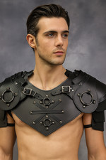 Echt Leder Gorget und Schulter