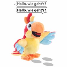 Sprechender Plüsch-Papagei mit Mikrofon, spricht nach und läuft, 22 cm
