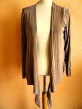 Dehnbarer,dünner Cardigan v.Slinky Brand,Gr.36/38,hellbraun,offen,Zipfel,Neu 5XA