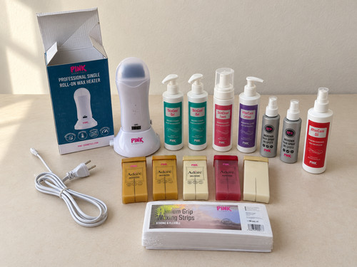 Pink cosmetics waxing set - cosmetics,