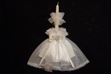 2Tg.Set Kerzenrock mit Unterrock Tropfschutz  creme/silber(D3,5-5cm)