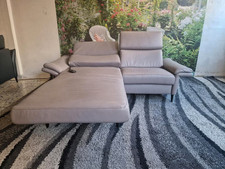 Hukla Ecksofa N2876 Echtleder Credo granit, motorisches Canapé, Longlife