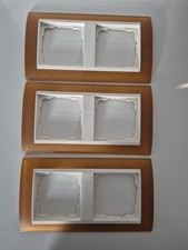 3x, GIRA Abdeckrahmen 2fach Event Opak Hellbraun, Zwischenrahmen Weiß 