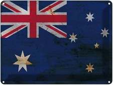 Blechschild 30x40 cm Australien Australia Flagge Fahne Wappen Deko Geschenk Meta