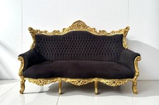 Barocksofa Antik Couch Retro Salon Sofa Schwarz Gold Barock Polstersofa
