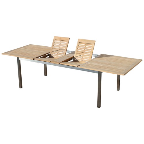Edelstahl teak ausziehtisch - edelstahl,