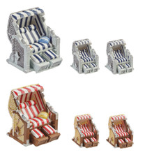 Strandkorb 3,5 oder 6,5 cm Dekofigur Reise Urlaub Maritim Liegestuhl Hobbyfun