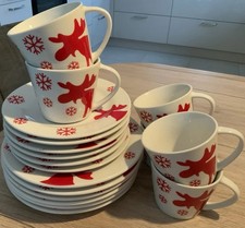 Kleines Süßes Kaffeeservice 6 Pers. Royal 5 Star Porzellan mit tollem Elchdekor