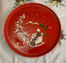 Kuchenplatte Tortenplatte Weihnachten Renntierschlitten rot Wächtersbach Germany